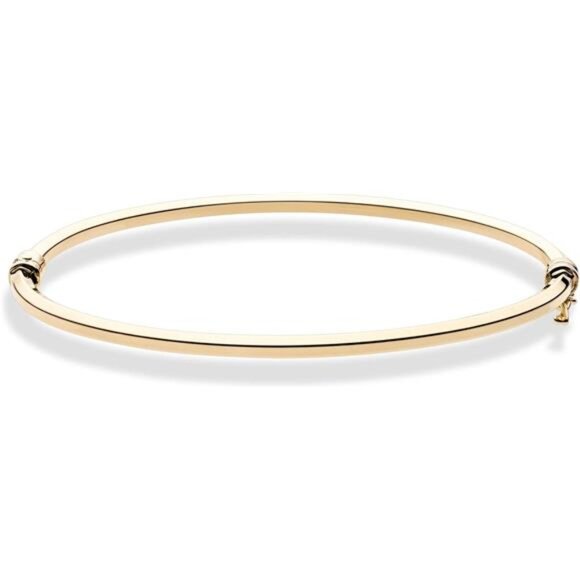 18K Gold Over Sterling Silver Italian Oval Hinged Bangle Bracelet for Women - Picture 2 of 6